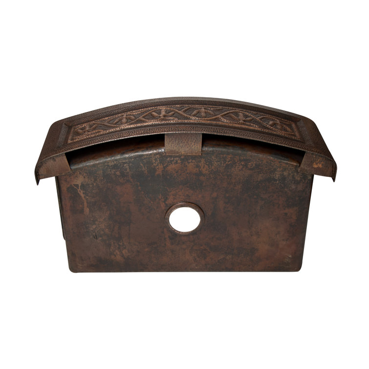 33'' Hammered Copper Farmhouse Apron Kitchen Sink with Cactus Design