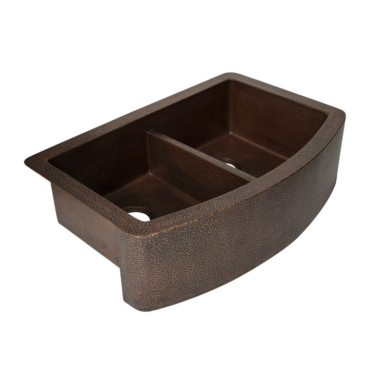 Ambiente 33" Double Well Hammered Copper Farmhouse Sink