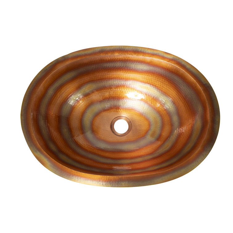 Ambiente Oval Hammered Copper Undermount Bathroom Sink