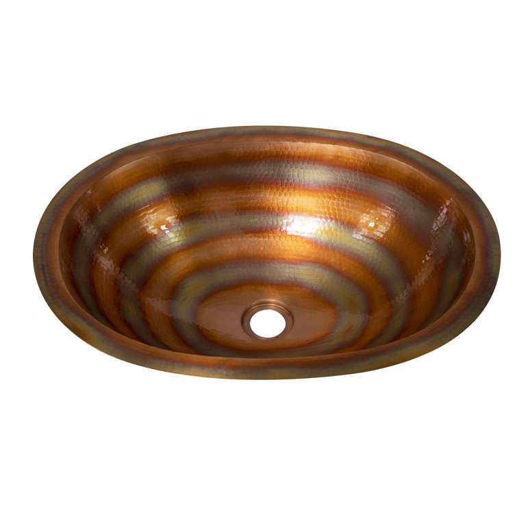 Ambiente Oval Hammered Copper Undermount Bathroom Sink