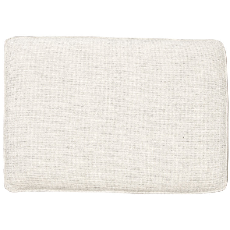 Foster Transitional Beige Upholstered Ottoman with Mocha Legs