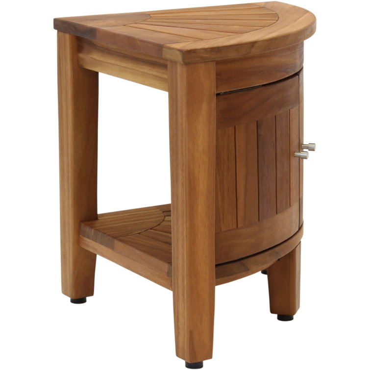 Kai Natural Teak Corner Shower Bench with Shelf
