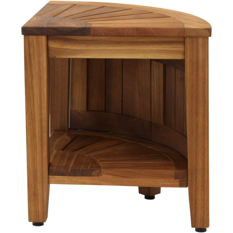 Kai Natural Teak Corner Shower Bench with Shelf