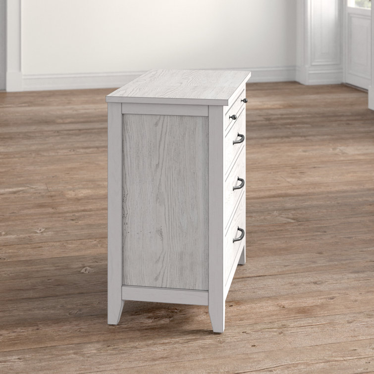 Transitional Gray 3-Drawer Nightstand with Pull-Out Tray
