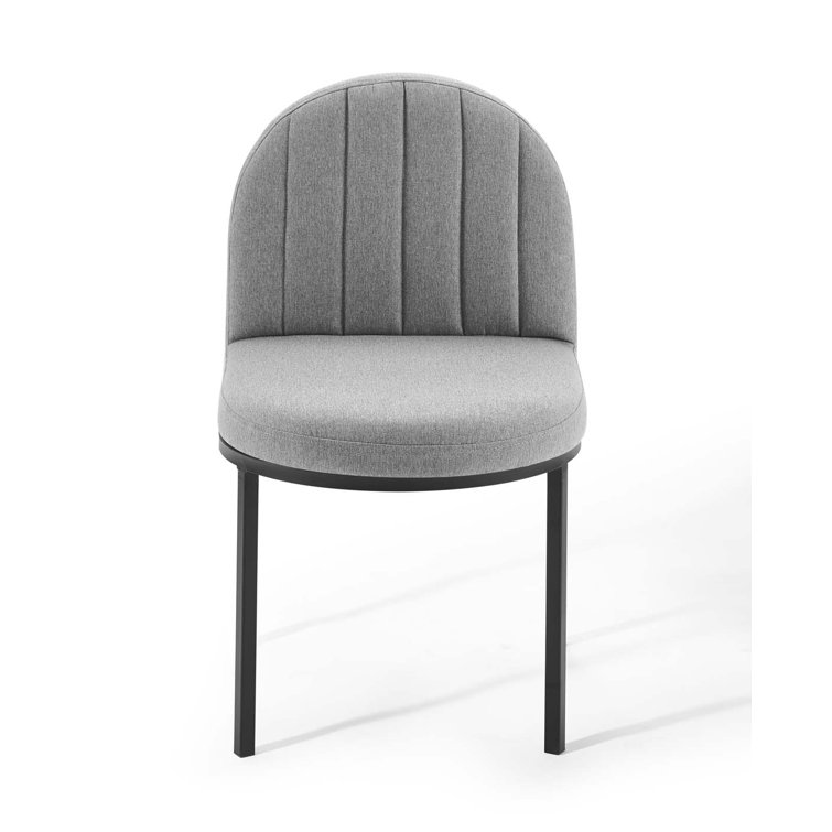 Isla Light Gray Upholstered Dining Side Chair with Black Metal Frame