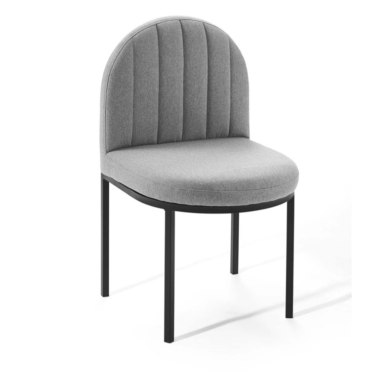 Isla Light Gray Upholstered Dining Side Chair with Black Metal Frame