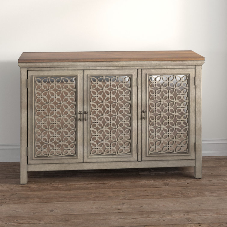 Westridge 56'' White and Brown Transitional Sideboard with Adjustable Shelving