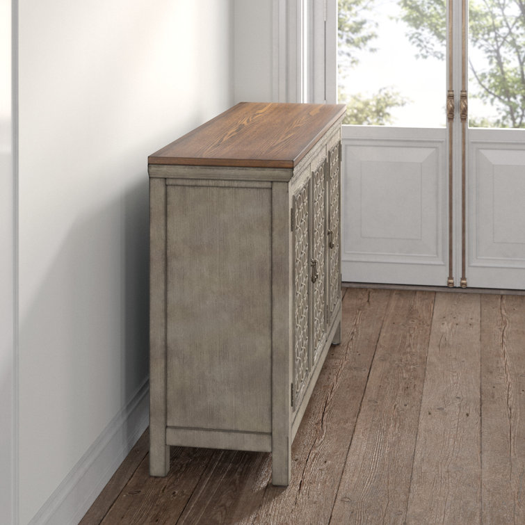 Westridge 56'' White and Brown Transitional Sideboard with Adjustable Shelving