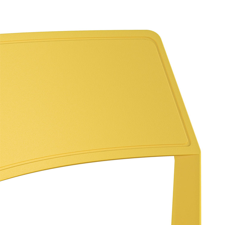 Bright Yellow Resin Armless Stacking Dining Chairs, 4-Pack