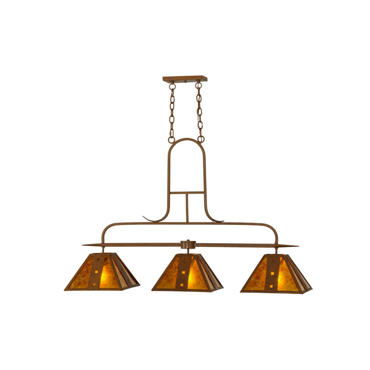 Hanford 3-Light Rustic Iron Amber Mica Island Pendant