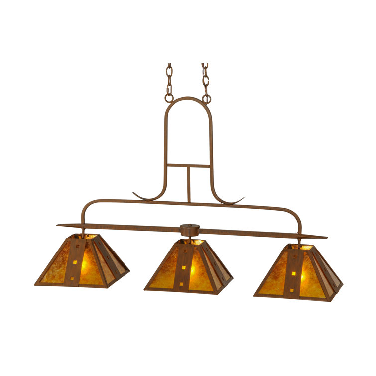 Hanford 3-Light Rustic Iron Amber Mica Island Pendant