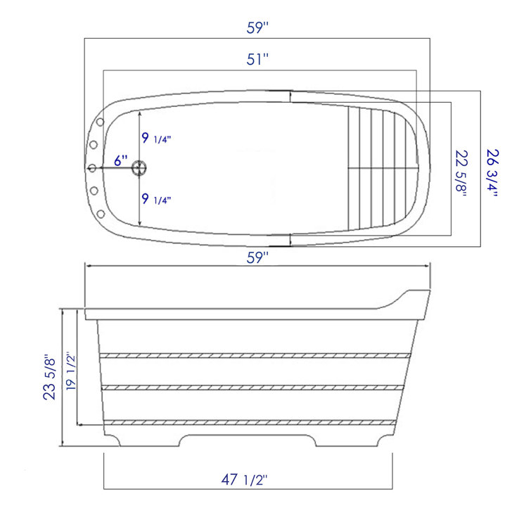 Natural Wood Freestanding Soaking Bathtub with Chrome Faucet