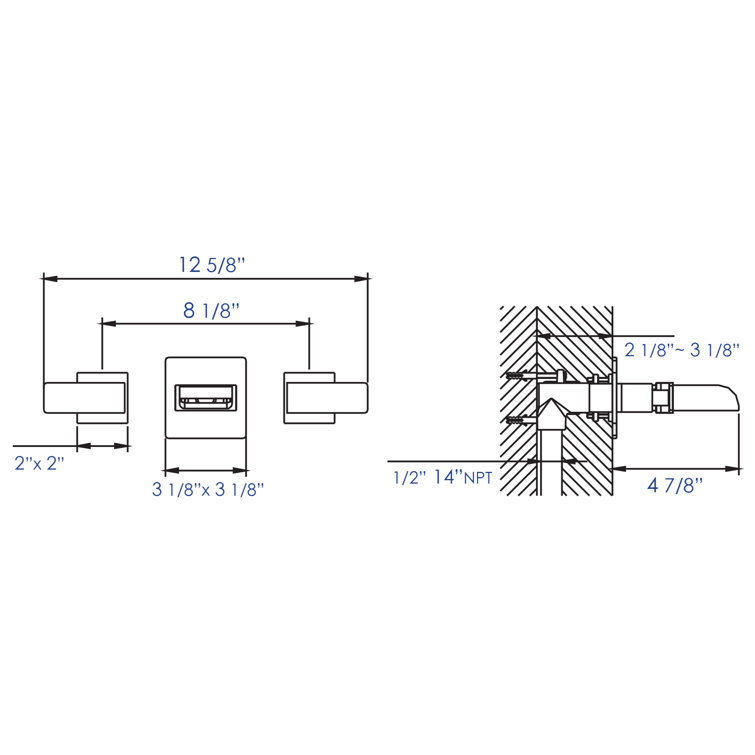 ALFI 12.63'' Brushed Nickel Modern Waterfall Wall Mounted Faucet