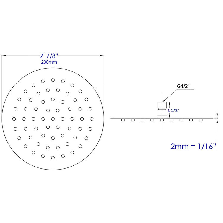 Solid Brushed Stainless Steel Round Rain Shower Head