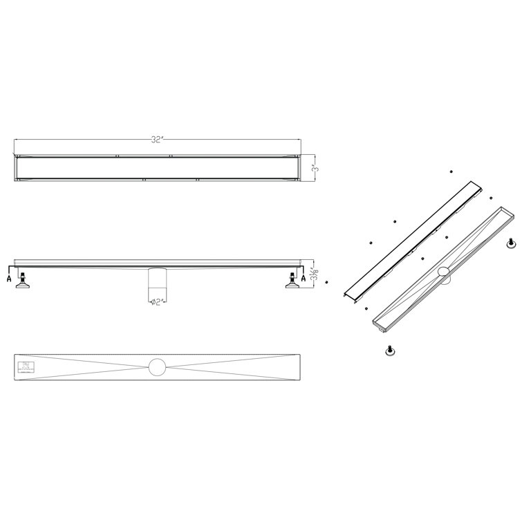 32" Brushed Stainless Steel Linear Shower Drain