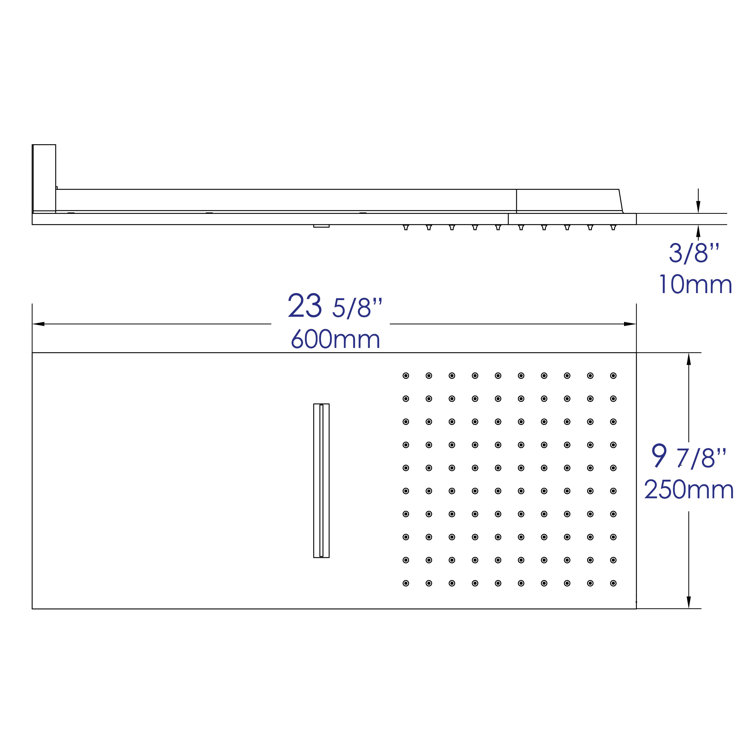 Polished Chrome Square Wall Mounted Rain Shower Head