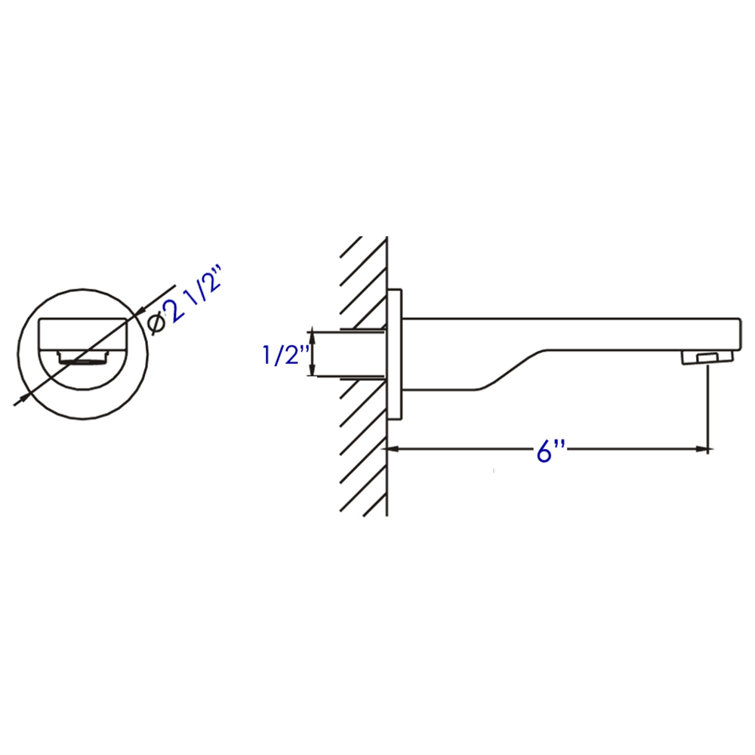 Polished Chrome Wall Mounted Tub Spout