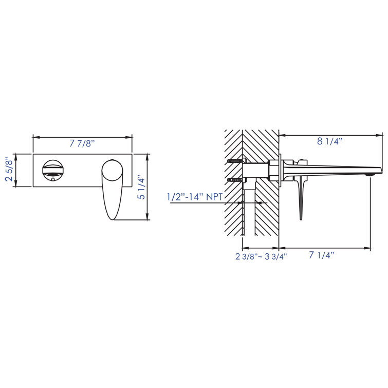 Brushed Nickel Wall Mounted Single-Handle Bathroom Faucet