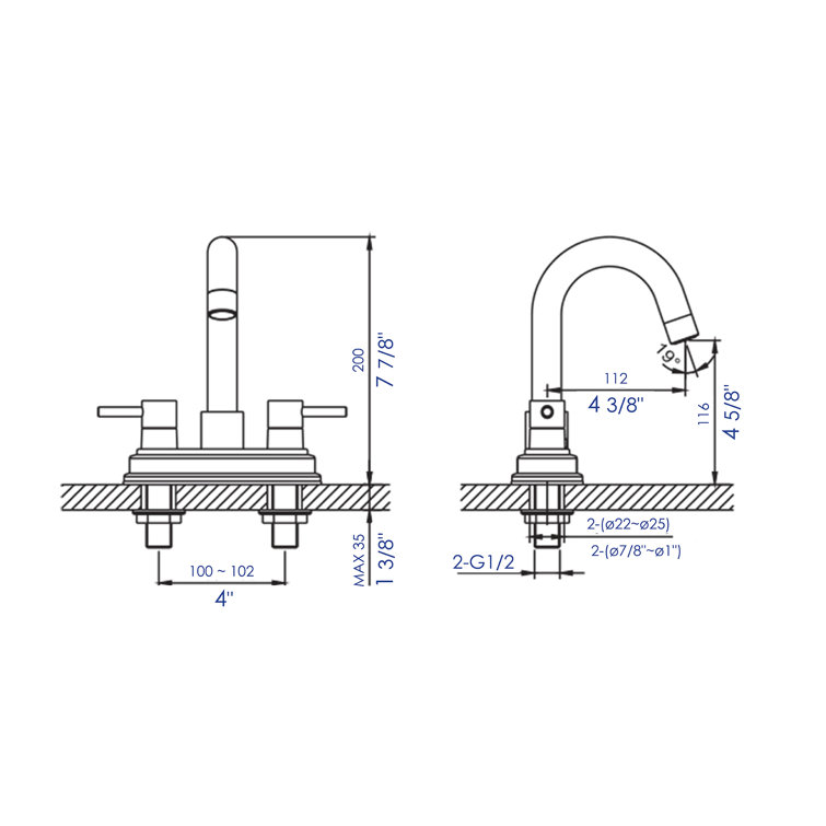 Polished Chrome Two-Handle Centerset Bathroom Faucet