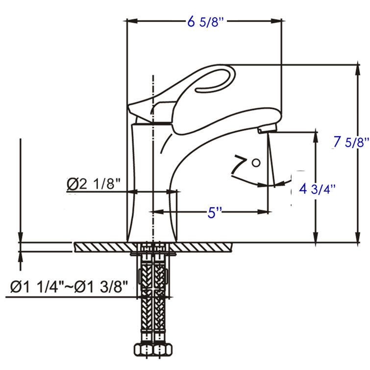 Polished Chrome Single Lever Bathroom Faucet with Curled Handle