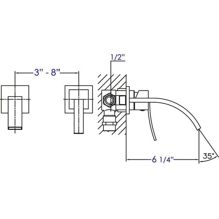 Polished Chrome Wall Mounted Single Lever Bathroom Faucet