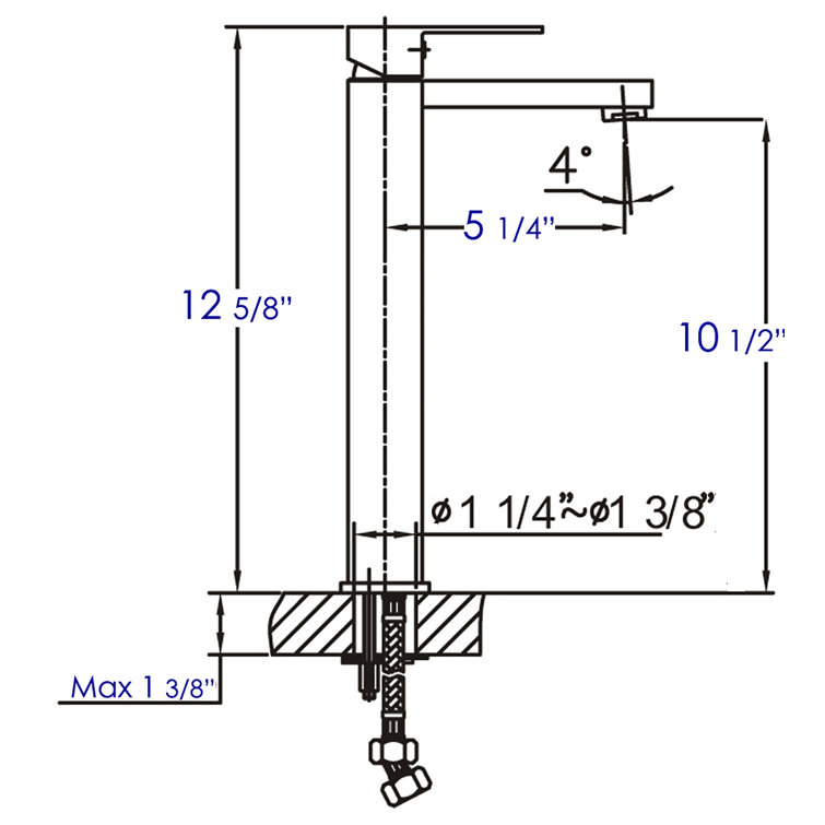 Polished Chrome Tall Square Single Lever Bathroom Faucet