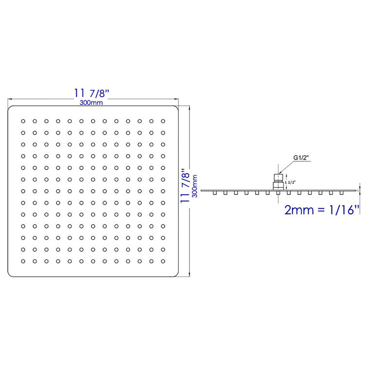 Ultra Thin Brushed Stainless Steel Square Rain Shower Head
