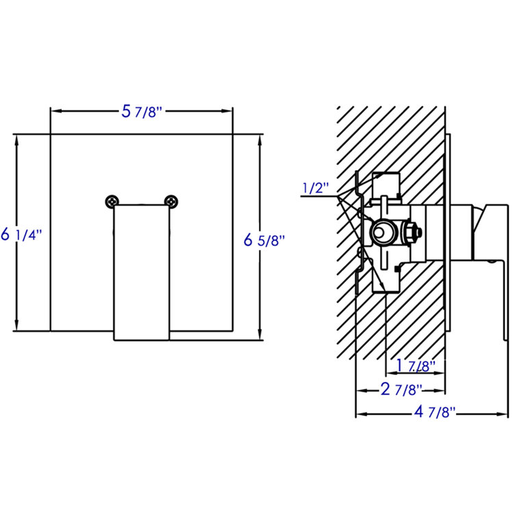Brushed Nickel Wall-Mounted Shower Valve Mixer with Lever Handle