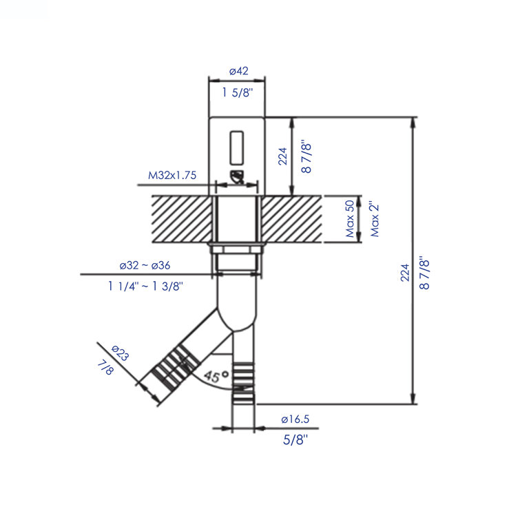 Polished Chrome Dishwasher Air Gap Cover and Tube