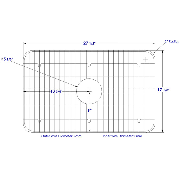 Solid Stainless Steel Kitchen Sink Grid with Plastic Feet