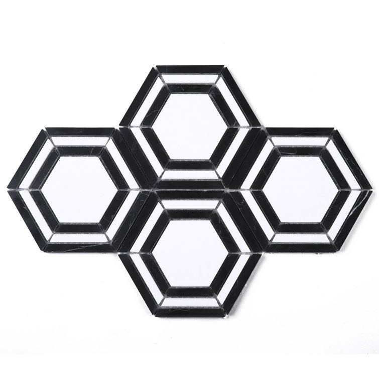 Black and White Hexagon Marble Mosaic Wall Tile