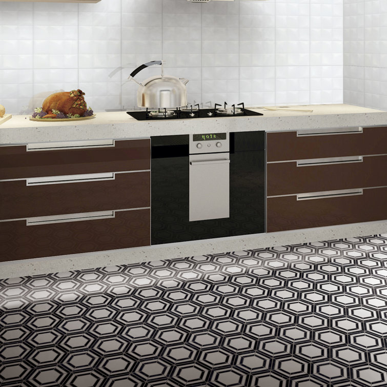 Black and White Hexagon Marble Mosaic Wall Tile