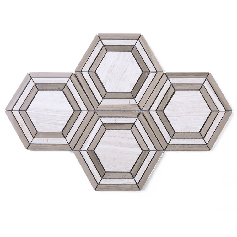 Beige Honeycomb Marble Mosaic Wall Tile Sheet