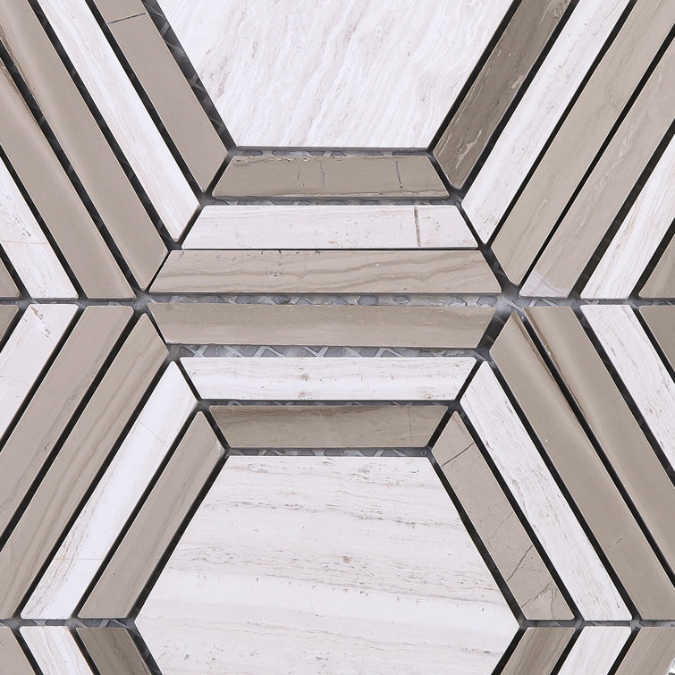 Beige Honeycomb Marble Mosaic Wall Tile Sheet