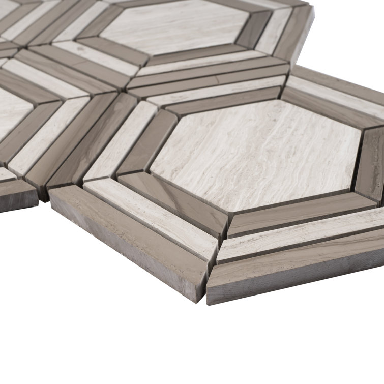 Beige Honeycomb Marble Mosaic Wall Tile Sheet