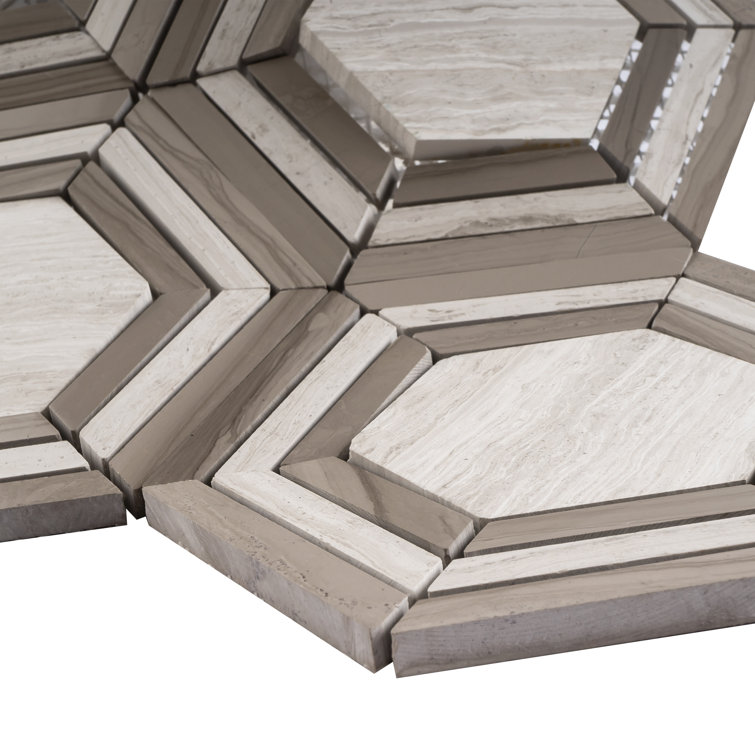 Beige Honeycomb Marble Mosaic Wall Tile Sheet