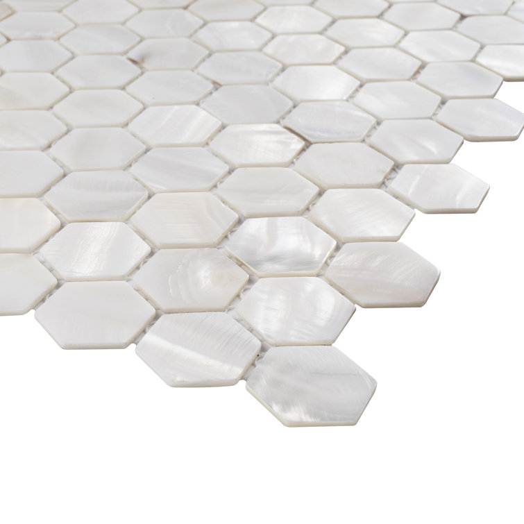 White Mother of Pearl Hexagon Mosaic Wall Tile Sheet