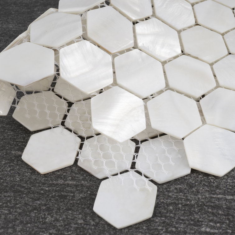 White Mother of Pearl Hexagon Mosaic Wall Tile Sheet