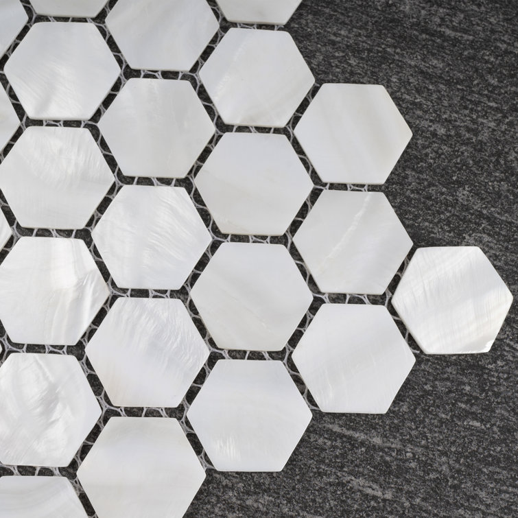 White Mother of Pearl Hexagon Mosaic Wall Tile Sheet