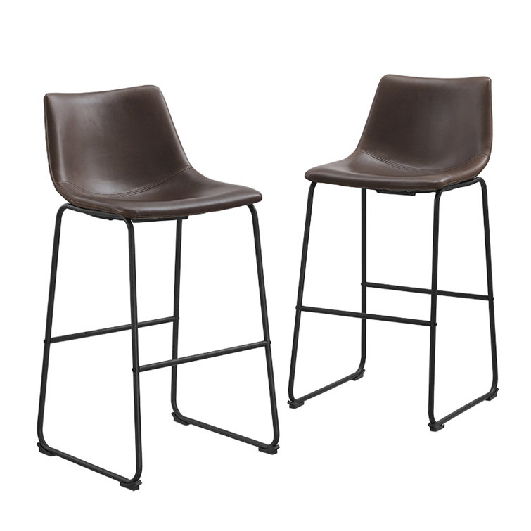 Dayton 24" Modern Brown Faux Leather Counter Stools, Set of 2