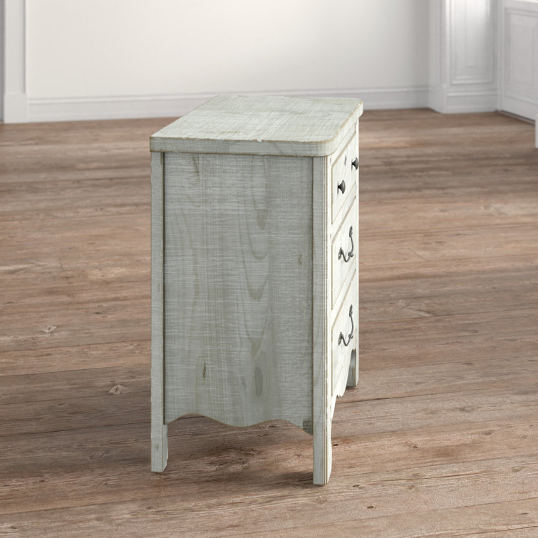 Traditional Gray 3-Drawer Nightstand in Rough Sawn Pine