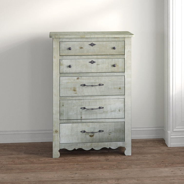 Chatsworth Mint Gray 38" Farmhouse 5-Drawer Dresser
