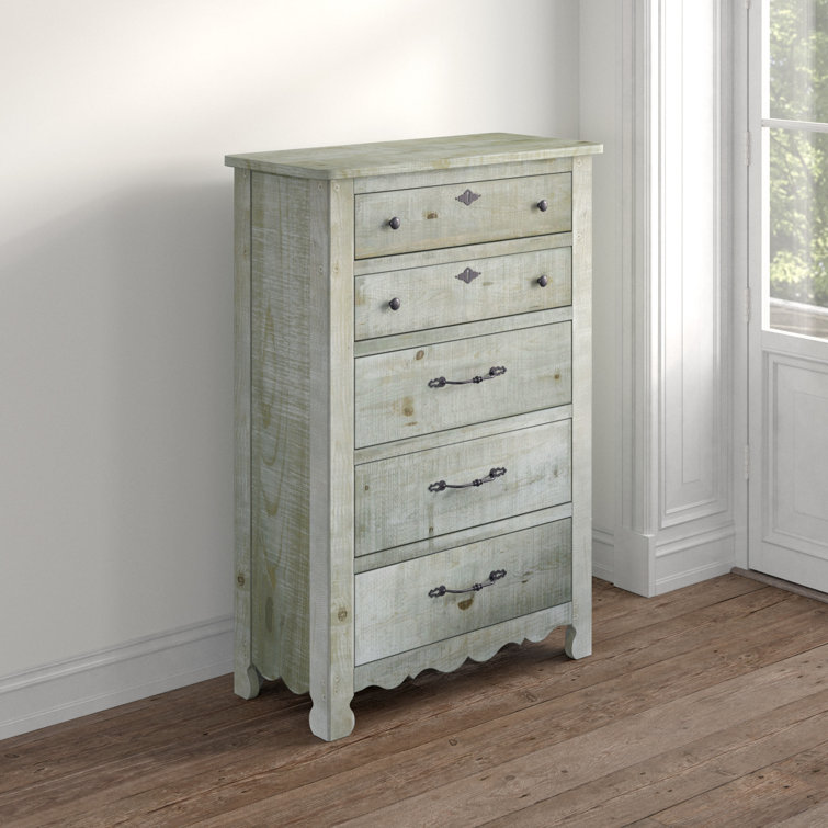 Chatsworth Mint Gray 38" Farmhouse 5-Drawer Dresser