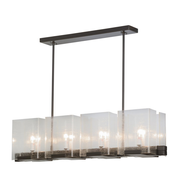 Elegant Timeless Bronze 41" Ice Cube Pendant with Clear Seeded Glass