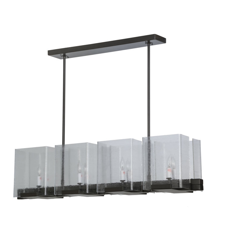 Elegant Timeless Bronze 41" Ice Cube Pendant with Clear Seeded Glass