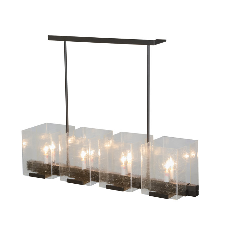 Elegant Timeless Bronze 41" Ice Cube Pendant with Clear Seeded Glass