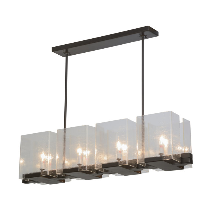 Elegant Timeless Bronze 41" Ice Cube Pendant with Clear Seeded Glass