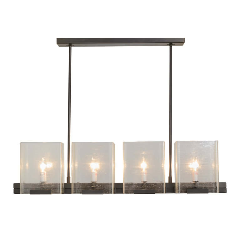Elegant Timeless Bronze 41" Ice Cube Pendant with Clear Seeded Glass