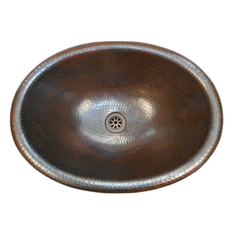 19'' Oval Hand-Hammered Copper Drop-In Bathroom Sink