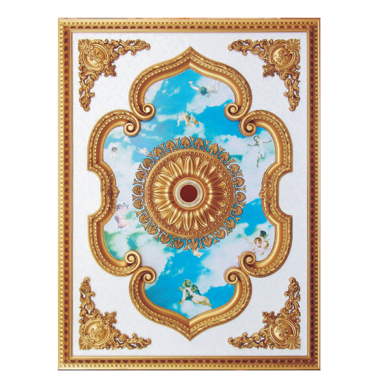 Grand Antique Gold and White Fiberglass Ceiling Medallion